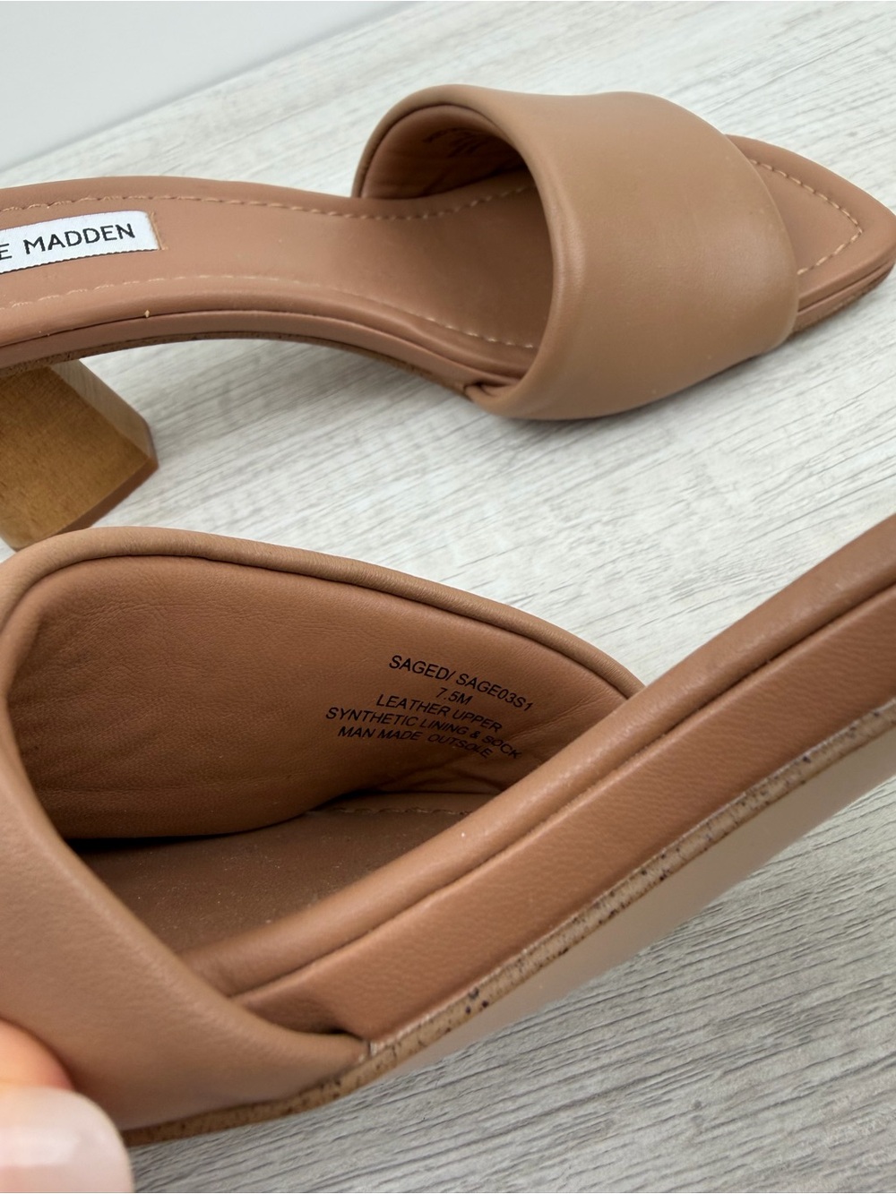 Steve Madden Saged Heeled Slide Sandals Tan Size 7.5 - Picture 5 of 9